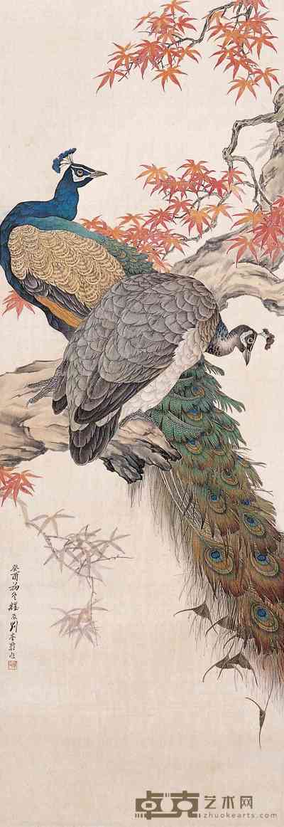 刘奎龄 1933年作 花鸟 立轴 133×46cm